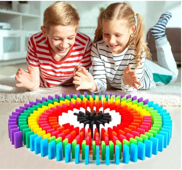 Wooden Dominos 100 Blocks And 50 Blocks Multicolor Set