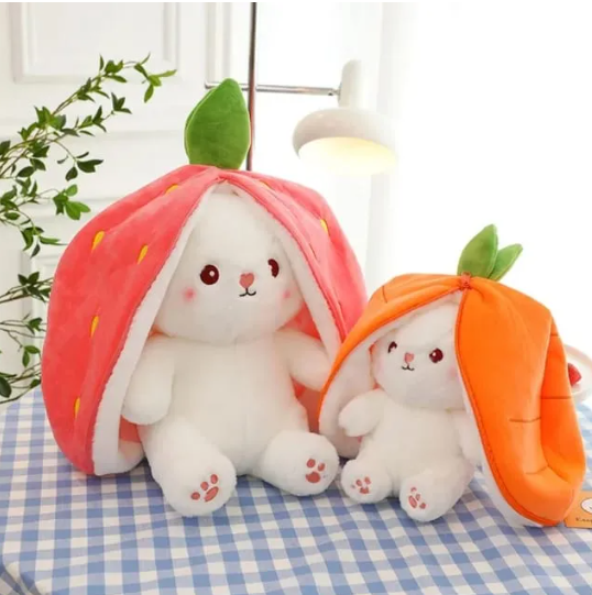 Zipper Reversible Strawberry Bunny Soft Toy