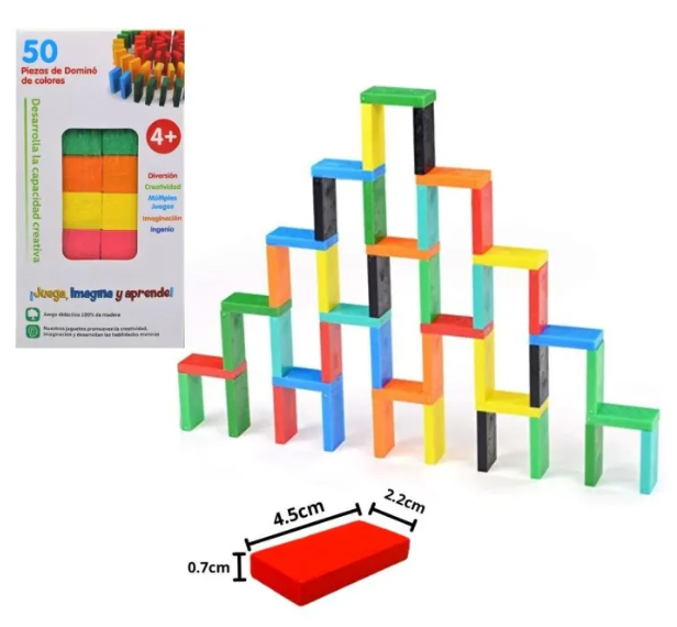 Wooden Dominos 100 Blocks And 50 Blocks Multicolor Set