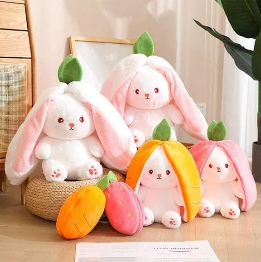 Zipper Reversible Strawberry Bunny Soft Toy